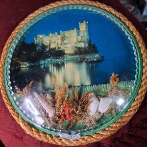 Vintage Trieste Souvenir Wall Art With Castle & Seashells Under Plastic Dome
